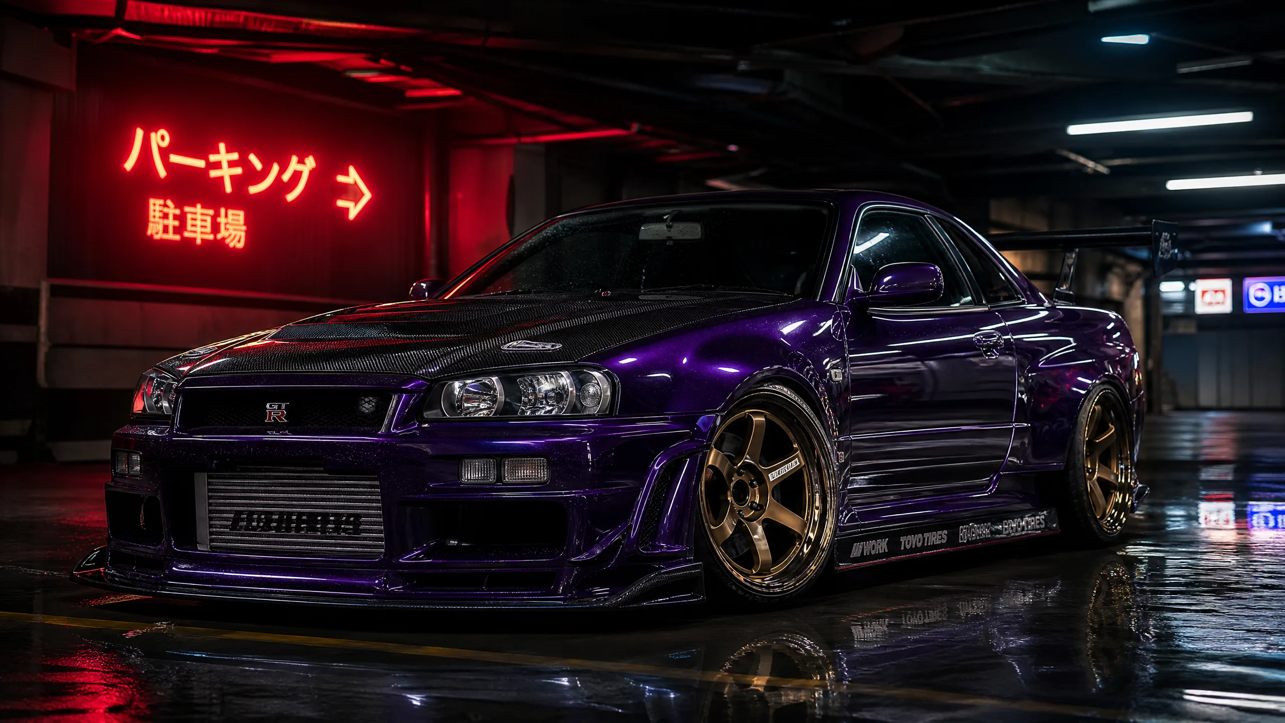 宽体改装紫色GTR R34